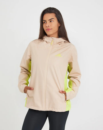 JAQUETA IMPERMEÁVEL CORTA VENTO GALAPAGOS THUNDER FEM CAQUI E AMARELO NEON PP