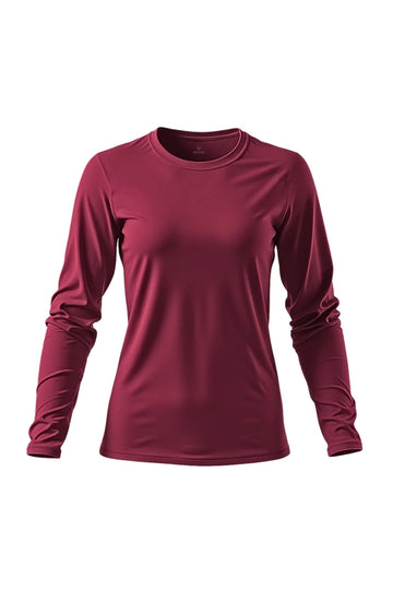 Nos Alpes Camiseta Dry Fit UV Manga Longa Basica - Feminina - Bordo - M