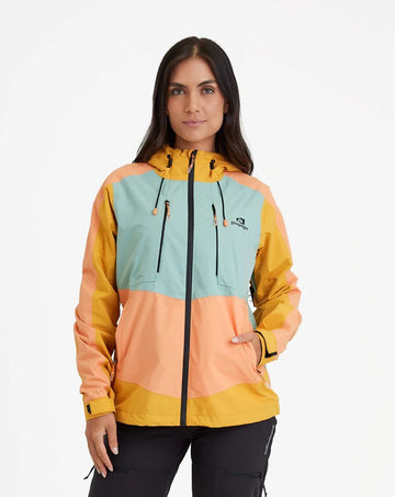 JAQUETA IMPERMEÁVEL GALAPAGOS DARWIN EVOLUTION 2.0 FEM AZUL TURQUEZA, SALMÃO E AMARELO PP