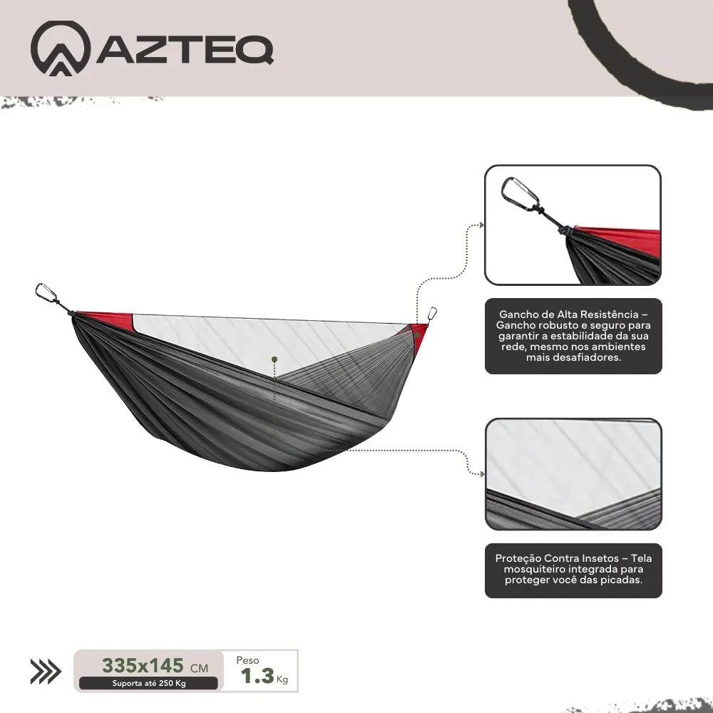 REDE TIROL COM MOSQUITEIRO AZTEQ CINZA VERDE