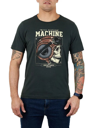 T-SHIRT INVICTUS CONCEPT SKULL MACHINE VERDE P